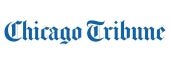Chicago Tribune logo in blue serif lettering on a white background.